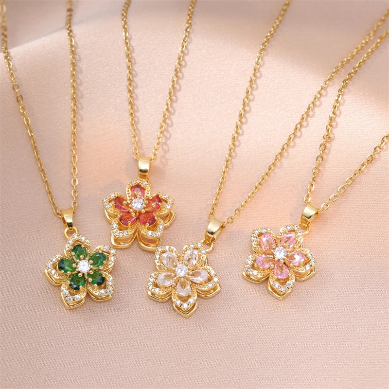 Romantic Flower Pendant Necklace