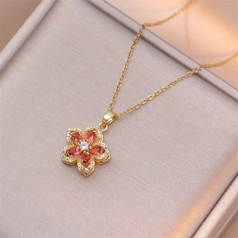 Romantic Flower Pendant Necklace